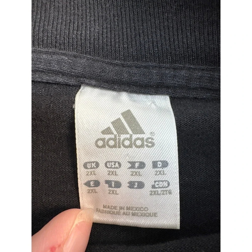 Adidas Mens Mock Neck Long Sleeve Shirt Black Embroidered Logo 2XL Vintage Look